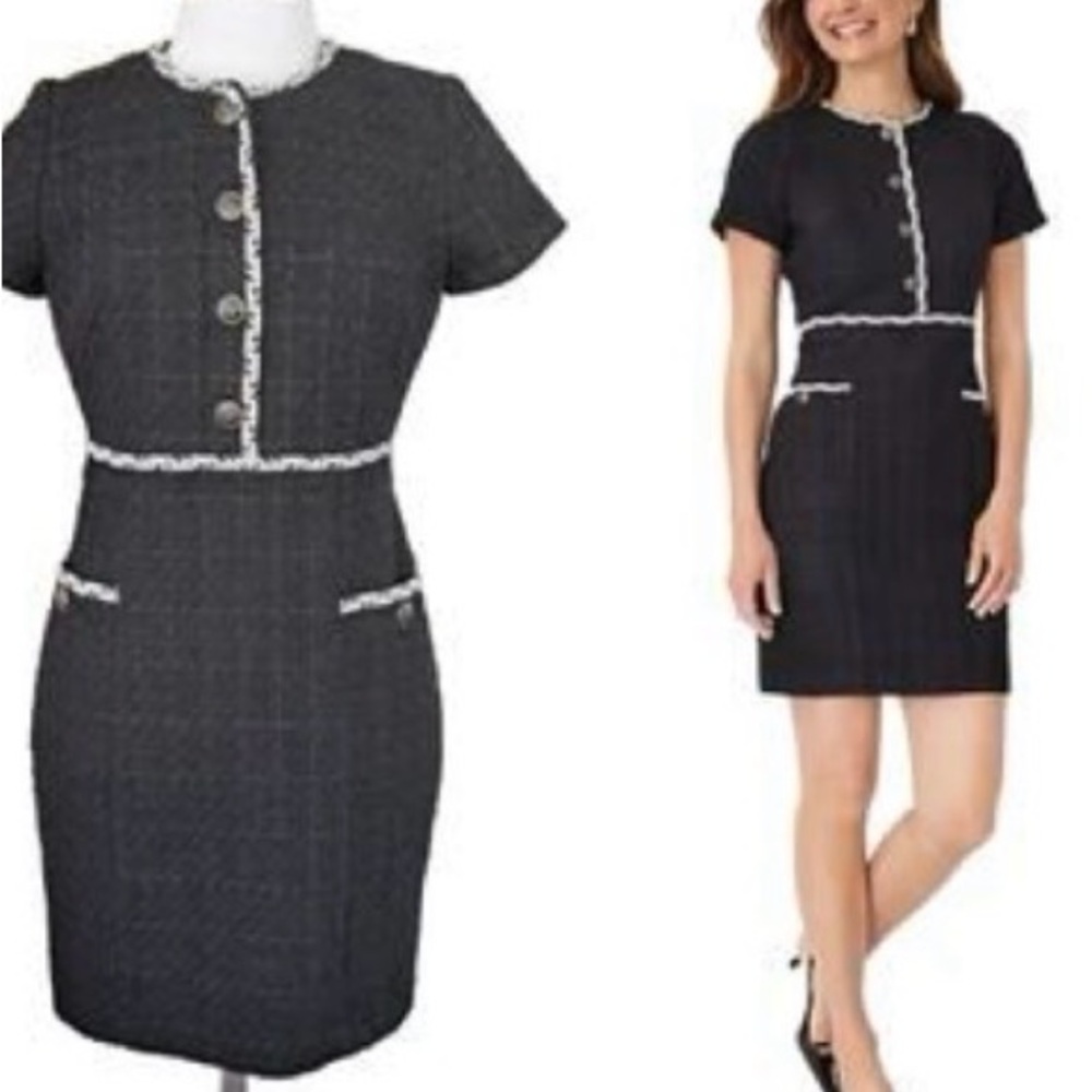 Ann Taylor Black and White Tweed Mini Dress
